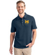 Michigan Wolverines Alumni Cutter & Buck Advantage Eco Tri-Blend Pique Mens Polo Liberty Navy Front