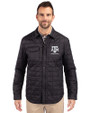 Texas A&M Aggies Alumni Cutter & Buck Rainier PrimaLoft® Mens Eco Insulated Quilted Shirt Jacket Black Front
