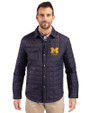 Michigan Wolverines Alumni Cutter & Buck Rainier PrimaLoft® Mens Eco Insulated Quilted Shirt Jacket Dark Navy Front
