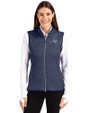 West Michigan Whitecaps Cutter & Buck Mainsail Sweater Knit Womens Full Zip Vest Liberty Navy Heather Front
