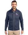 New Hampshire Fisher Cats Cutter & Buck Mainsail Sweater-Knit Mens Full Zip Jacket Liberty Navy Heather Front