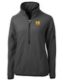 Michigan Wolverines Alumni Cutter & Buck Cascade Eco Fleece Womens Pullover Jacket Elemental Grey/Black Mannequin