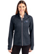 West Michigan Whitecaps Cutter & Buck Mainsail Full Zip Hooded Womens Jacket Liberty Navy Heather Front
