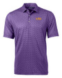 LSU Tigers Alumni Cutter & Buck Pike Banner Print Stretch Mens Polo College Purple Mannequin