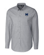 Michigan Wolverines Alumni Cutter & Buck Stretch Oxford Mens Big and Tall Long Sleeve Dress Shirt Charcoal Mannequin