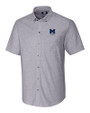 Michigan Wolverines Alumni Cutter & Buck Stretch Oxford Mens Short Sleeve Dress Shirt Charcoal Mannequin
