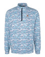 Texas Longhorns Alumni Cutter & Buck Traverse Stretch Eco Camo Print Quarter Zip Mens Pullover Indigo Mannequin