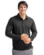 Texas Longhorns Alumni Cutter & Buck Advantage Eco Tri-Blend Pique Mens Big and Tall Long Sleeve Polo Black Front