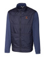 Texas Longhorns Alumni Cutter & Buck Stealth Hybrid Quilted Mens Big and Tall Full Zip Windbreaker Jacket Liberty Navy Mannequin
