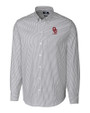 Oklahoma Sooners Alumni (Patterns BL&EG) Cutter & Buck Stretch Oxford Stripe Mens Big and Tall Long Sleeve Dress Shirt Charcoal Mannequin
