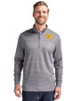 Michigan Wolverines Alumni Cutter & Buck Traverse Stretch Eco Stripe Quarter Zip Mens Pullover Elemental Grey Front