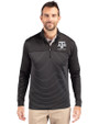 Texas A&M Aggies Alumni Cutter & Buck Traverse Stretch Eco Stripe Quarter Zip Mens Pullover Black Front