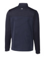 Texas Longhorns Alumni Cutter & Buck Traverse Stretch Eco Stripe Quarter Zip Mens Pullover Liberty Navy Mannequin Back