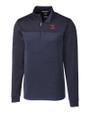 Texas Longhorns Alumni Cutter & Buck Traverse Stretch Eco Stripe Quarter Zip Mens Big and Tall Pullover Liberty Navy Mannequin
