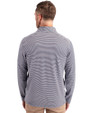 Texas Longhorns Alumni Cutter & Buck Virtue Eco Pique Micro Stripe Recycled Mens Quarter Zip Navy Blue/White Back