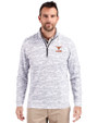 Texas Longhorns Alumni Cutter & Buck Traverse Stretch Eco Camo Print Quarter Zip Mens Big and Tall Pullover Charcoal Front