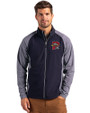 Portland Sea Dogs Cutter & Buck Adapt Eco Knit Hybrid Recycled Mens Big & Tall Full Zip Jacket Navy Blue Heather/Navy Blue Front