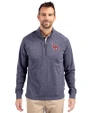 Louisville Bats Cutter & Buck Adapt Eco Knit Heather Mens Big & Tall Quarter Zip Pullover Navy Blue Heather Front