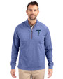 Tulsa Drillers Cutter & Buck Adapt Eco Knit Heather Mens Big & Tall Quarter Zip Pullover Tour Blue Heather Front