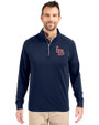Louisville Bats Cutter & Buck Adapt Eco Knit Stretch Recycled Mens Big and Tall Quarter Zip Pullover Navy Blue Front