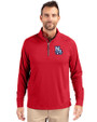 New Hampshire Fisher Cats Cutter & Buck Adapt Eco Knit Stretch Recycled Mens Big and Tall Quarter Zip Pullover Red Front
