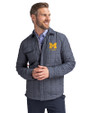 Michigan Wolverines Alumni Cutter & Buck Rainier PrimaLoft® Mens Big and Tall Eco Insulated Quilted Shirt Jacket Anthracite Melange Front