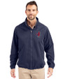 Memphis Redbirds Cutter & Buck Charter Eco Knit Recycled Big & Tall Full-Zip Jacket Navy Blue Front
