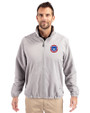 South Bend Cubs Cutter & Buck Charter Eco Knit Recycled Big & Tall Full-Zip Jacket Polished Medium Gray Front