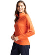 West Michigan Whitecaps Cutter & Buck Adapt Eco Knit Stretch Recycled Womens Half Zip Pullover College Orange Side
