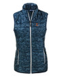 Texas Longhorns Alumni Cutter & Buck Rainier PrimaLoft® Womens Eco Insulated Full Zip Printed Puffer Vest Dark Navy Mannequin