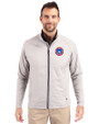 South Bend Cubs Cutter & Buck Adapt Eco Knit Hybrid Recycled Mens Full Zip Jacket Polished Medium Gray Front