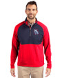 New Hampshire Fisher Cats Cutter & Buck Adapt Eco Knit Hybrid Recycled Mens Quarter Zip Red/Navy Blue Front