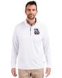 New Hampshire Fisher Cats Cutter & Buck Adapt Eco Knit Stretch Recycled Mens Quarter Zip Pullover White Front