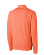 Denver Broncos Cutter & Buck Shoreline Heathered Quarter Zip Mens Big and Tall Pullover College Orange Heather Mannequin Back