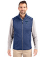 Tulsa Drillers Cutter & Buck Mainsail Sweater-Knit Mens Full Zip Vest Tour Blue Heather Front