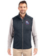 New Hampshire Fisher Cats Cutter & Buck Mainsail Sweater-Knit Mens Full Zip Vest Liberty Navy Heather Front