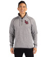 Louisville Bats Cutter & Buck Mainsail Sweater-Knit Mens Half Zip Pullover Jacket Polished Heather Front