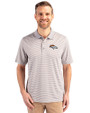 Denver Broncos Cutter & Buck Forge Tonal Stripe Stretch Mens Big and Tall Polo Polished Medium Gray Front