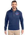 South Bend Cubs Cutter & Buck Mainsail Sweater-Knit Mens Half Zip Pullover Jacket Tour Blue Heather Front