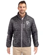 Texas A&M Aggies Alumni Cutter & Buck Rainier PrimaLoft® Mens Eco Insulated Full Zip Printed Puffer Jacket Black Front