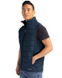 Tacoma Rainiers Cutter & Buck Evoke Hybrid Softshell Recycled Mens Full Zip Vest Navy Blue Side