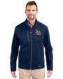 Louisville Bats Cutter & Buck Evoke Softshell Recycled Full Zip Mens Jacket Navy Blue Front