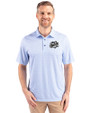 Omaha Storm Chasers Cutter & Buck Pike Double Dot Print Stretch Mens Big and Tall Polo Tour Blue Front