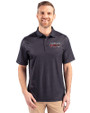 Lansing Lugnuts Cutter & Buck Pike Double Dot Print Stretch Mens Big and Tall Polo Black Front