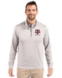 Texas A&M Aggies Alumni Cutter & Buck Stealth Heathered Mens Big and Tall  Quarter Zip Pullover Polished Medium Gray Front