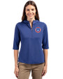 South Bend Cubs Cutter & Buck Virtue Eco Pique Recycled Half Zip Pullover Womens Hoodie Tour Blue Front