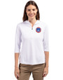 South Bend Cubs Cutter & Buck Virtue Eco Pique Recycled Half Zip Pullover Womens Hoodie White Front
