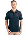 Memphis Redbirds Cutter & Buck Prospect Eco Textured Stretch Recycled Mens Short Sleeve Polo Navy Blue Front