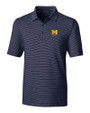 Michigan Wolverines Alumni Cutter & Buck Forge Pencil Stripe Stretch Mens Big and Tall Polo LYN_MANN_HG 