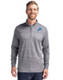 Detroit Lions Cutter & Buck Traverse Stretch Eco Stripe Quarter Zip Mens Pullover Elemental Grey Front